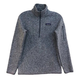 Patagonia Grey Tight Knit Quarter Zip Outdoor Polyester Pullover Jacket XS